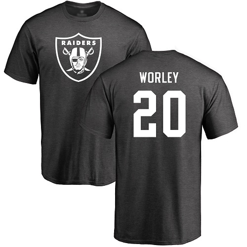 Men Oakland Raiders Ash Daryl Worley One Color NFL Football #20 T Shirt